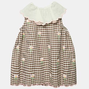 Fendi Brown Check Embroidered Dress 6M, Clothing - Luxury Closet