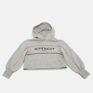 Givenchy Kids Grey Logo Embroidered Cotton Hoodie 6Yrs, Clothing - Luxury Closet