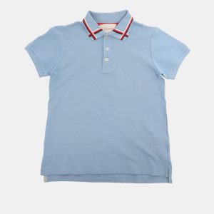 Gucci Powder Blue Web Collar Jersey Polo T-Shirt 8 Yrs, Clothing - Luxury Closet