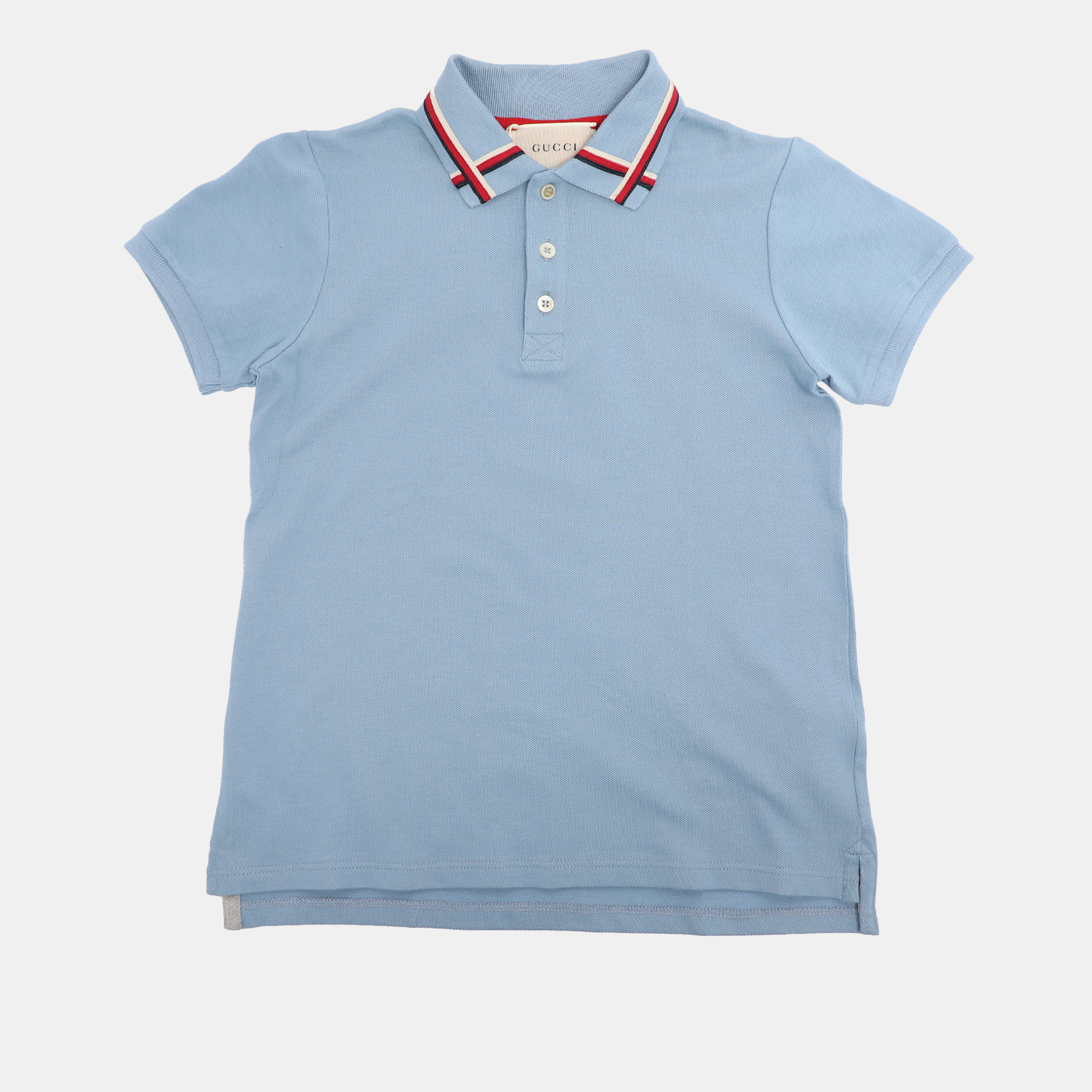 Gucci Powder Blue Web Collar Jersey Polo T-Shirt 8 Yrs, Clothing - Luxury Closet