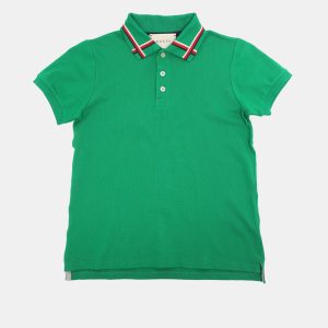 Gucci Green Web Collar Jersey Polo T-Shirt 8 Yrs, Clothing - Luxury Closet