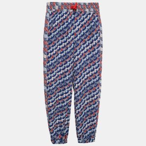 Kenzo Kids Blue/Red Printed Crepe Track Pants 8 Yrs, Clothing - Luxury Closet
