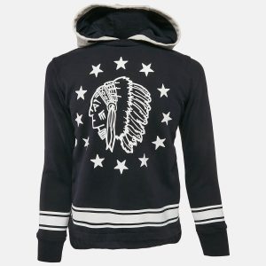 Moncler Kids Navy Blue Printed Cotton Hoodie Sweatshirt 10 Yrs, Clothing - Luxury Closet