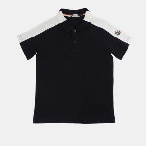 Moncler Navy Blue/White Collar Jersey Logo Patch Polo T-Shirt 5 Yrs, Clothing - Luxury Closet