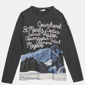 Moncler Kids Navy Blue St Moritz Print Jersey T-Shirt 10 Yrs, Clothing - Luxury Closet
