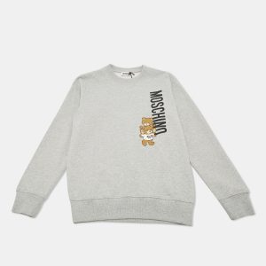 Moschino Teen Grey Teddy Print Cotton Crewneck Sweatshirt 14 Yrs, Clothing - Luxury Closet