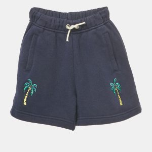 Palm Angels Kids Blue Embroidered Cotton Shorts 4 Yrs, Clothing - Luxury Closet