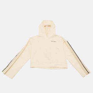 Palm Angels Kids Cream Jersey Hooded Sweatshirt 12 Yrs, Clothing - Luxury Closet