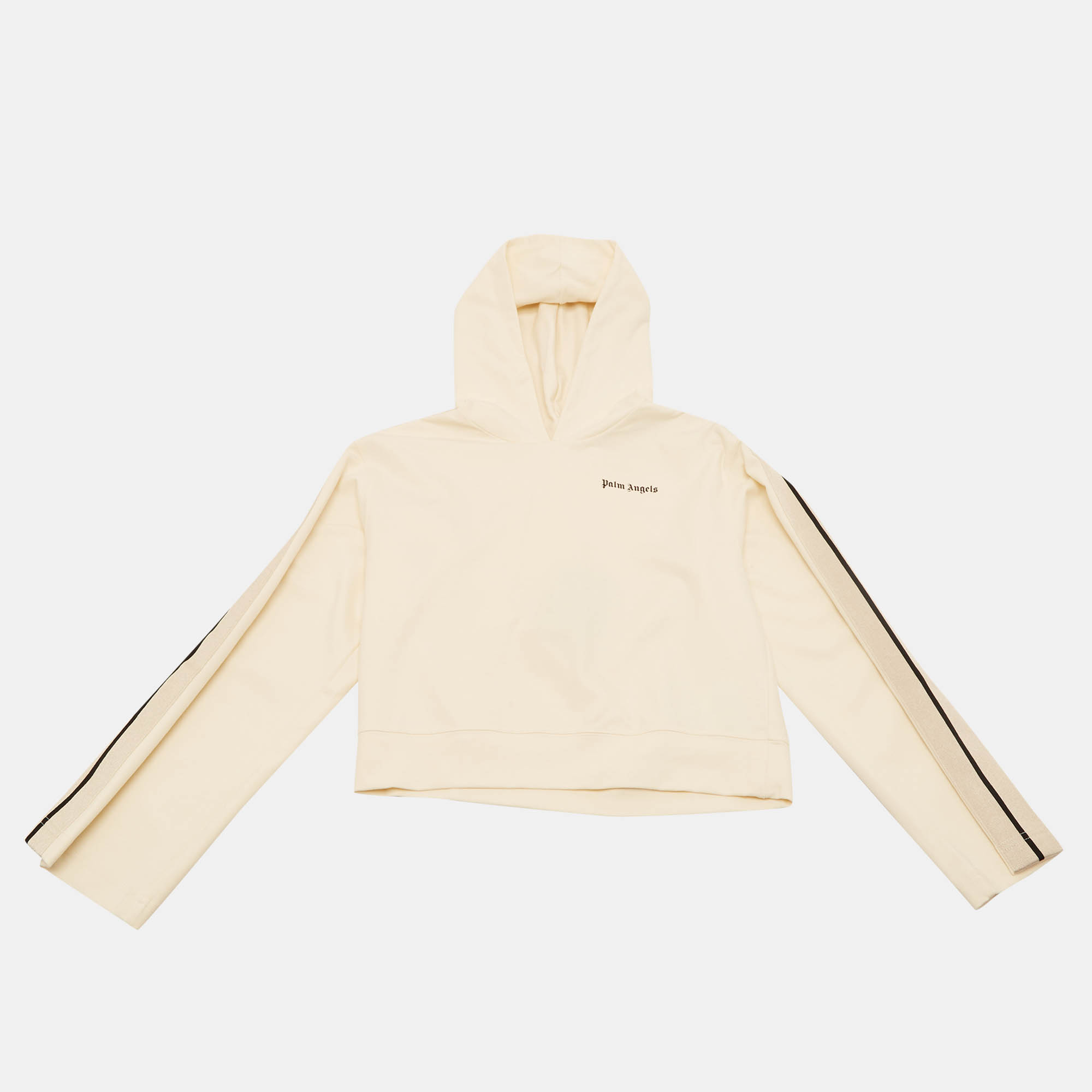 Palm Angels Kids Cream Jersey Hooded Sweatshirt 12 Yrs, Clothing - Luxury Closet