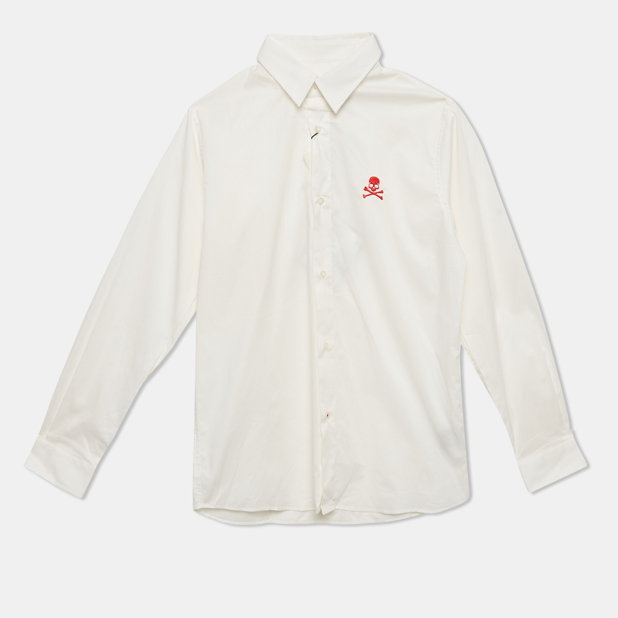 Philipp Plein Junior White Cotton Long Sleeve Shirt 10 Yrs, Clothing - Luxury Closet
