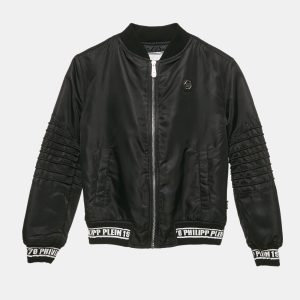Philipp Plein Junior Black Nylon Zip-Up Jacket 10 Yrs, Clothing - Luxury Closet