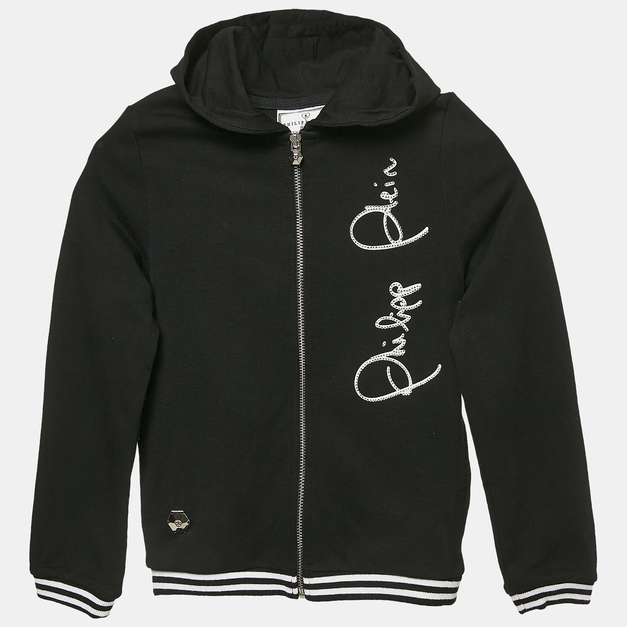 Philipp Plein Junior Kids Black Cotton Rhinestone Jacket 10-11 Yrs, Clothing - Luxury Closet