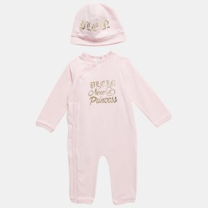 Philipp Plein Pink Printed Jersey Growsuit and Cap Set 9-12M, Clothing - Luxury Closet