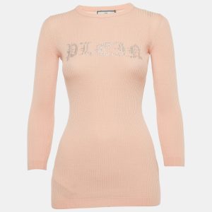 Philipp Plein Junior Pink Crystal Knit Day Dress 8 Yrs, Clothing - Luxury Closet