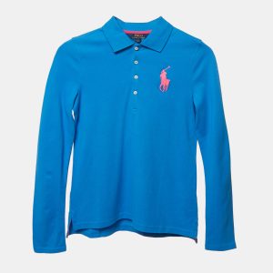 Polo Ralph Lauren Kids Blue Pique Long Sleeve Polo T-Shirt 12-14 Yrs, Clothing - Luxury Closet