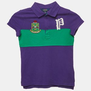 Polo Ralph Lauren Kids Purple/Green Applique Pique Polo T-Shirt 7 Yrs, Clothing - Luxury Closet