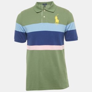 Polo Ralph Lauren Boys Green Big Pony Striped Cotton Polo T-Shirt 18-20 Yrs, Clothing - Luxury Closet
