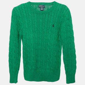 Polo Ralph Lauren Kids Green Cable Knit Sweater 8Yrs, Clothing - Luxury Closet