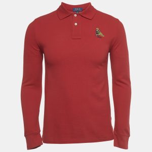 Polo Ralph Lauren Boys Red Pique Long Sleeve Polo T-Shirt L/16-18Yrs, Clothing - Luxury Closet