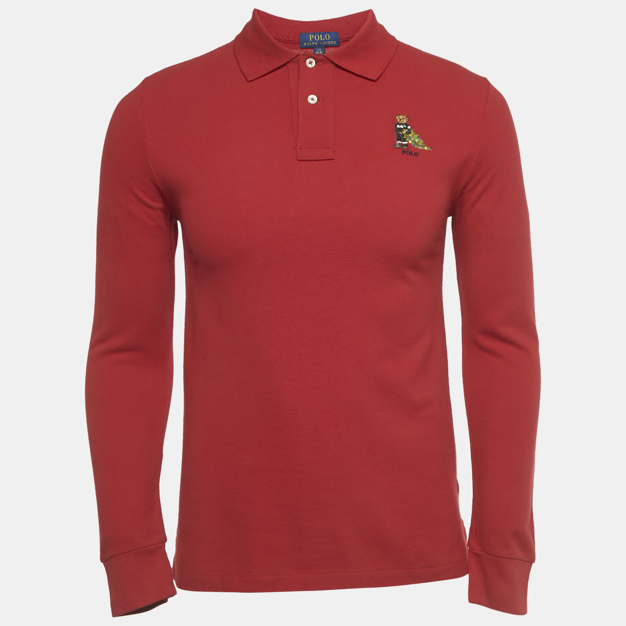 Polo Ralph Lauren Boys Red Pique Long Sleeve Polo T-Shirt L/16-18Yrs, Clothing - Luxury Closet
