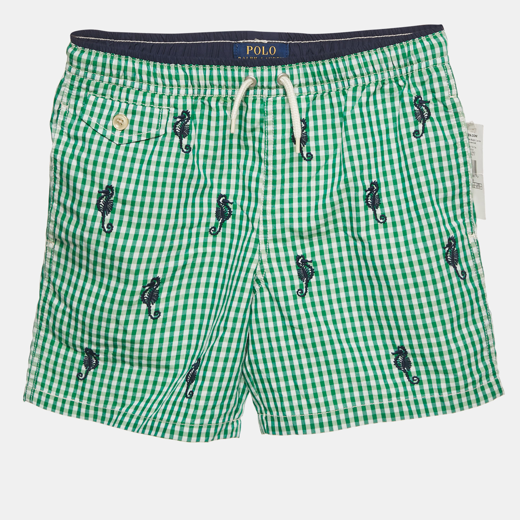 Polo Ralph Lauren Kids Green Checks Cotton Shorts M/10-12Yrs, Clothing - Luxury Closet