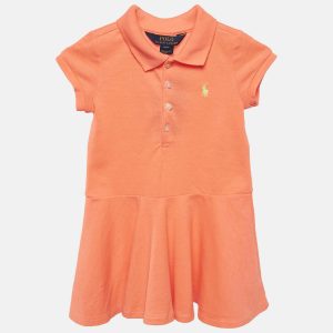 Polo Ralph Lauren Kids Orange Pique Flared Polo Dress 3 Yrs, Clothing - Luxury Closet