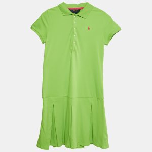 Polo Ralph Lauren Green Pique Cotton Pleated Polo Dress L 12-14 Yrs, Clothing - Luxury Closet