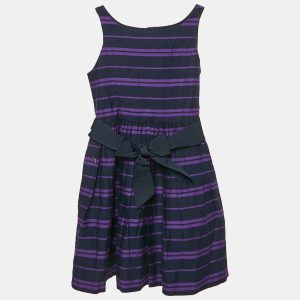 Polo Ralph Lauren Kids Newport Navy Stripe Cotton Sleeveless Fit and Flare Dress 6 Yrs, Clothing - Luxury Closet