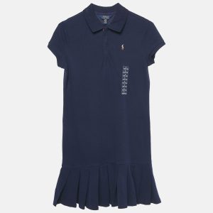 Polo Ralph Lauren Kids Blue Cotton Pique Pleated Polo Dress 12/14 Yrs, Clothing - Luxury Closet
