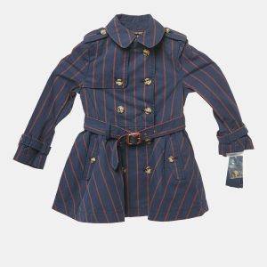 Polo Ralph Lauren Kids Navy Blue Striped Cotton Trench Coat 4 Yrs, Clothing - Luxury Closet
