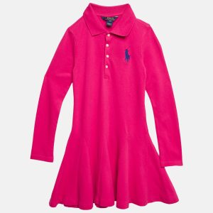 Polo Ralph Lauren Kids Pink Cotton Pique Pleated Polo Dress 7 Yrs, Clothing - Luxury Closet