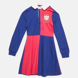 Polo Ralph Lauren Pink/Blue Rugby Applique Jersey Dress 7 Yrs, Clothing - Luxury Closet