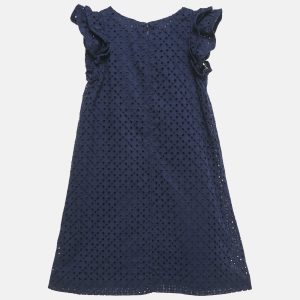 Polo Ralph Lauren Kids Blue Eyelet Cotton A-Line Dress 6 Yrs, Clothing - Luxury Closet