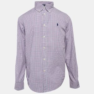 Ralph Lauren Kids Purple Checks Cotton Long Sleeve Shirt 14/16 Yrs, Clothing - Luxury Closet