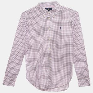Ralph Lauren Kids Pink/Blue Check Cotton Long Sleeve Shirt 14-16 Yrs, Clothing - Luxury Closet
