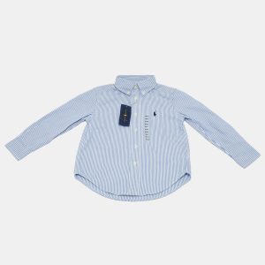 Ralph Lauren White & Blue Striped Cotton Button Front Shirt 4 Yrs, Clothing - Luxury Closet