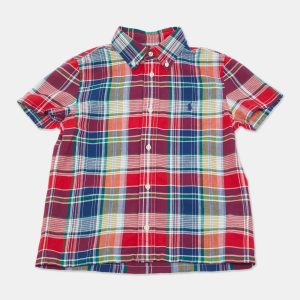 Ralph Lauren Kids Red Checks Cotton Short Sleeve Shirt 7Yrs, Clothing - Luxury Closet