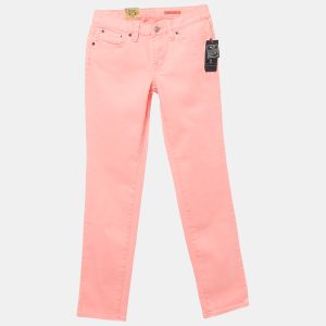 Ralph Lauren Kids Florescent Pink Denim Bowery Skinny Fit Jeans 12 Yrs Waist 25", Clothing - Luxury Closet