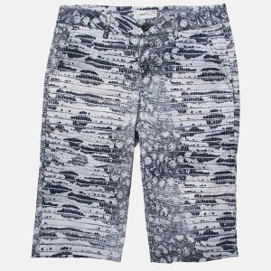 Roberto Cavalli Kids Blue Lizard Print Gabardine Bermuda Shorts L, Clothing - Luxury Closet