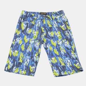 Roberto Cavalli Kids Blue/Yellow Cotton Bermuda Short S/10-12 Yrs, Clothing - Luxury Closet