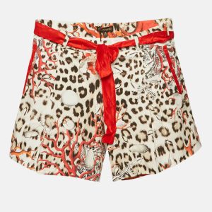 Roberto Cavalli Kids Brown/Red Leopard Print Cotton Shorts 10 Yrs, Clothing - Luxury Closet
