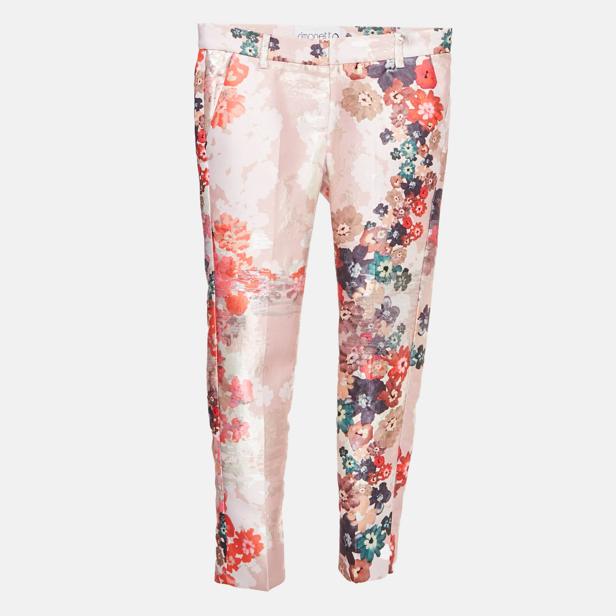 Simonetta Kids Pink Floral Jacquard Trouser 6 Yrs, Clothing - Luxury Closet