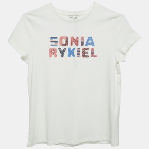 Sonia Rykiel Kids White Logo Print Cotton Crew Neck T-Shirt 12 Yrs, Clothing - Luxury Closet