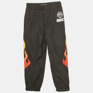 Stella McCartney Kids Black BMC Flame Print Synthetic Joggers 6Yrs, Clothing - Luxury Closet