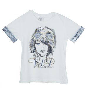 VDP White Swarovski Embellished Printed Tshirt 4 Yrs, Clothing - Luxury Closet