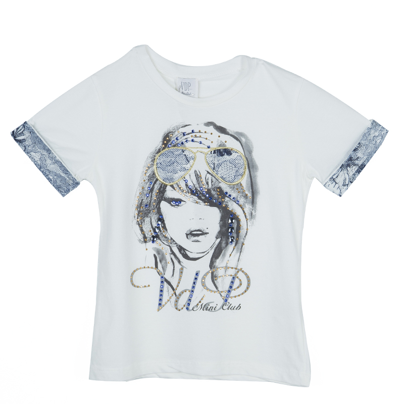 VDP White Swarovski Embellished Printed Tshirt 4 Yrs, Clothing - Luxury Closet