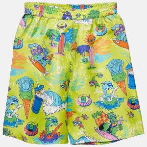 Versace Kids Green Medusa Sunnies Print Silk Shorts 10 Yrs, Clothing - Luxury Closet