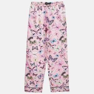 Versace Pink Butterfly Print Silk Trousers 12 Yrs, Clothing - Luxury Closet
