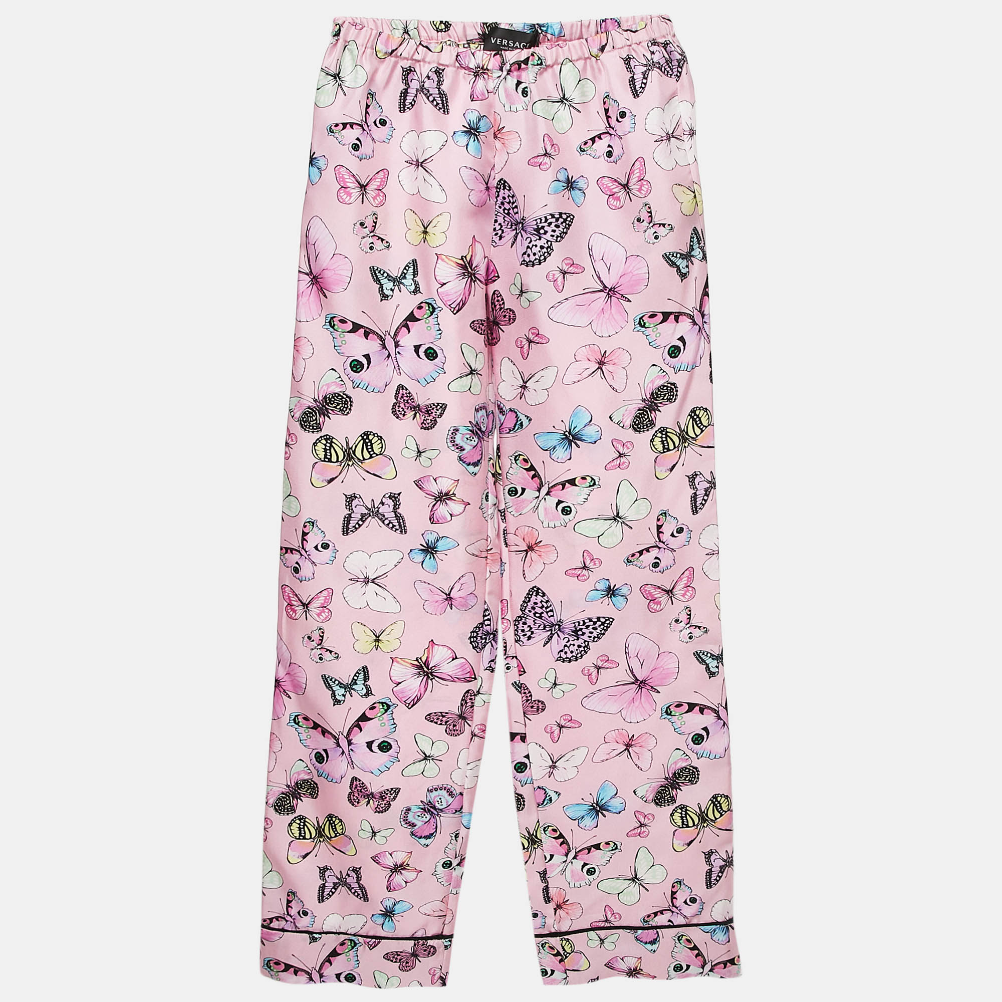 Versace Pink Butterfly Print Silk Trousers 12 Yrs, Clothing - Luxury Closet