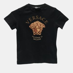 Versace Kids Black Medusa Print Jersey T-Shirt 5 Yrs, Clothing - Luxury Closet